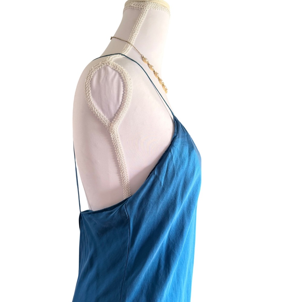 Vintage Victorias Secret Gold Label 100% Silk Slip Dress Blue V-Back L 54867 - Picture 3 of 4